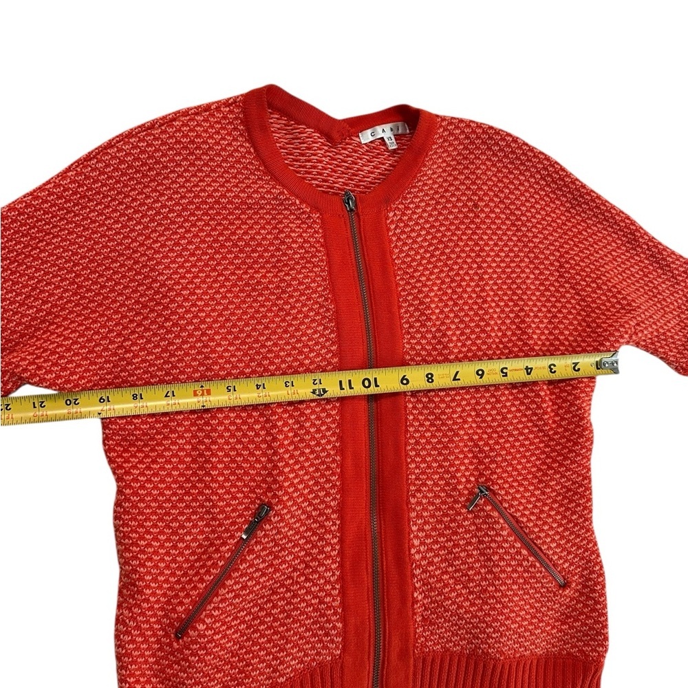 Cabi Grenadine Cocoon Full Zip Cardigan Orange Sweater  3/4 Sleeve size XS - Picture 13 of 17